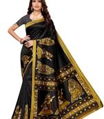 Black Printed Art Silk Saree With Blouse