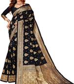 Black woven jacquard saree with blouse