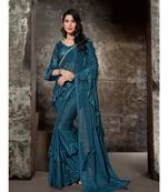 Green Printed Viscose Rayon Saree With Blouse