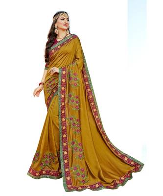 Green Embroidered Cotton Silk Saree With Blouse 1