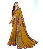 Green Embroidered Cotton Silk Saree With Blouse