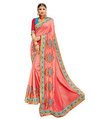 Pink Embroidered Cotton Silk Saree With Blouse 1