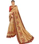 Beige Embroidered Cotton Silk Saree With Blouse