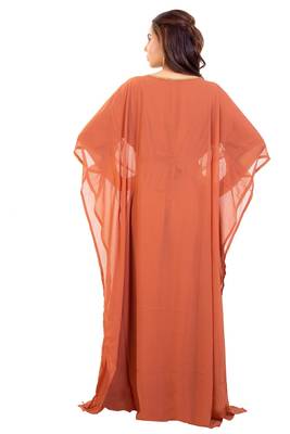 Tomato Hand Embroidery Georgette Dubai Farasha 2