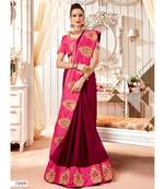 Maroon Embroidered Cotton Silk Saree With Blouse