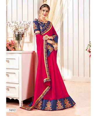 Pink Embroidered Cotton Silk Saree With Blouse 1