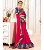 Pink Embroidered Cotton Silk Saree With Blouse