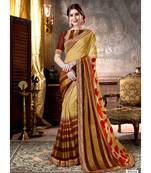 Golden Printed Viscose Rayon Saree With Blouse