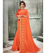 Orange Woven Georgette Saree With Blouse