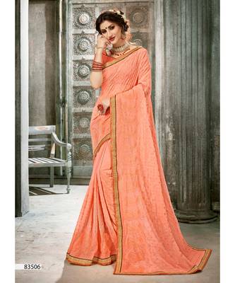 Peach Woven Georgette Saree With Blouse 1