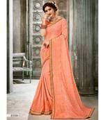 Peach Woven Georgette Saree With Blouse