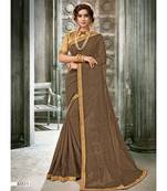 Brown Woven Georgette Saree With Blouse