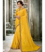 Yellow Woven Georgette Saree With Blouse