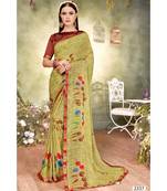 Green Printed Georgette Saree With Blouse