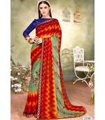 Orange Printed Georgette Saree With Blouse