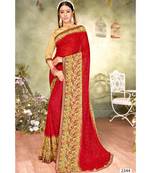 Red Printed Georgette Saree With Blouse