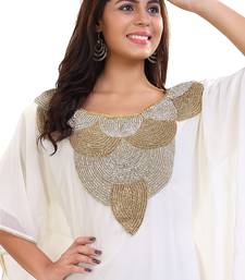 Cream Hand Embroidery Georgette Kaftan