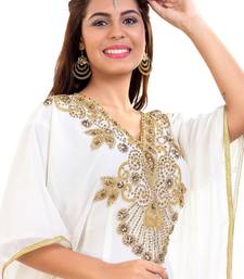 Cream Hand Embroidery Georgette Kaftan