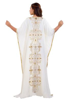 Cream Hand Embroidery Georgette Kaftan 4