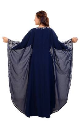 Royal Blue Hand Embroidered Georgette Jalabiya 4