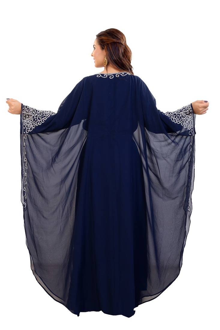 Royal Blue Hand Embroidered Georgette Jalabiya