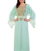 Pista Hand Embroidered Georgette Moroccan Kaftan