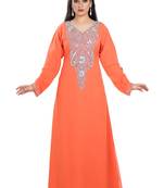 Orange Hand Embroidered Georgette Kurdish Dress