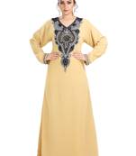 Beige Hand Embroidered Georgette Jasmine Designer Gown