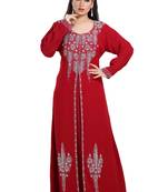 Maroon Hand Embroidered Georgette Prom Dress