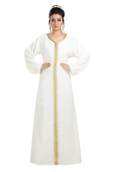 Cream Aari Work Machine Embroiderd Georgette Pregnant Women Dress