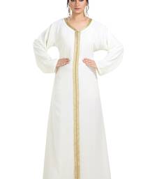 Cream Aari Work Machine Embroiderd Georgette Pregnant Women Dress