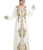 Cream Hand Embroidered Georgette French Soiree Robe
