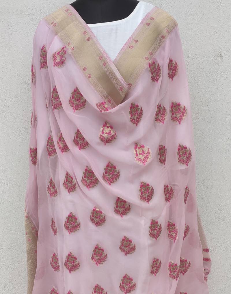 Pink Georgette Dupatta