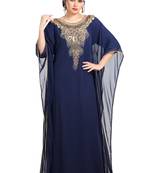 Navy Blue Hand Embroidered Georgette African Kaftan