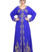 Royal Blue Hand Embroidered Georgette Royal Swedish Wedding Gown