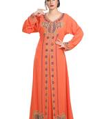 Orange Hand Embroidered Georgette Kurdish Dress