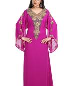 Dark Phirozy Hand Embroidered Georgette Maghribi Kaftan