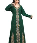 Bottle Green Hand Embroidered Georgette Khaleeji Thobe