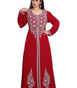 Maroon Hand Embroidered Georgette Prom Dress