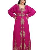 Dark Phirozy Hand Embroidered Georgette Henna Party Gown