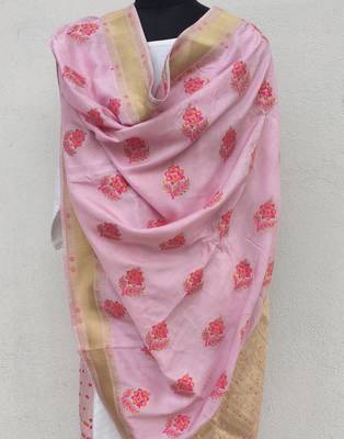 Pink  printed Viscose Dupatta 1