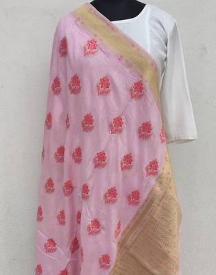Pink  printed Viscose Dupatta 2