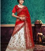 White cord satin semi stitched lehenga