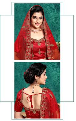 White cord satin semi stitched lehenga 2