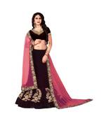 Purple Embroidered Satin Lehenga-Choli