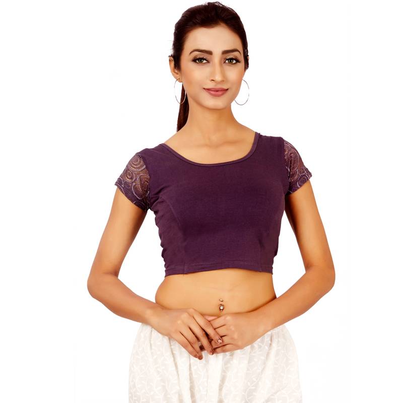Purple Colour Cotton Spandex Free Size Blouse for Women.