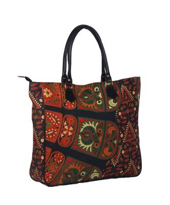 Indian Handmade cotton Black Mandala Sholder Bag 3