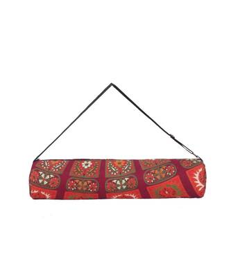 Indian Handmade cotton Orange Mandala Yoga  Bag 2