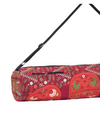 Indian Handmade cotton Orange Mandala Yoga  Bag 4