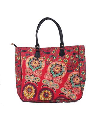 Indian Handmade cotton Red Mandala Sholder Bag 1